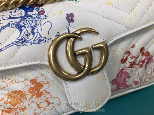 Gucci古馳包包 G家新款女包 446744 古奇白色米奇全皮小號女包 Gucci肩背斜挎包 gdj1483